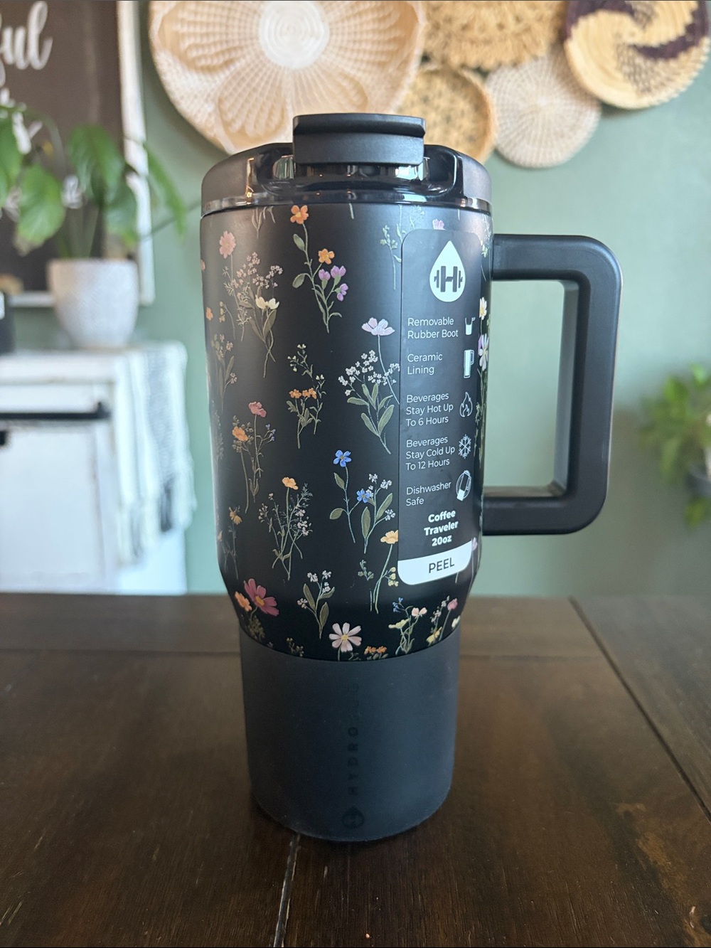 HydroJug Midnight Floral 20oz Coffee Traveler! New!